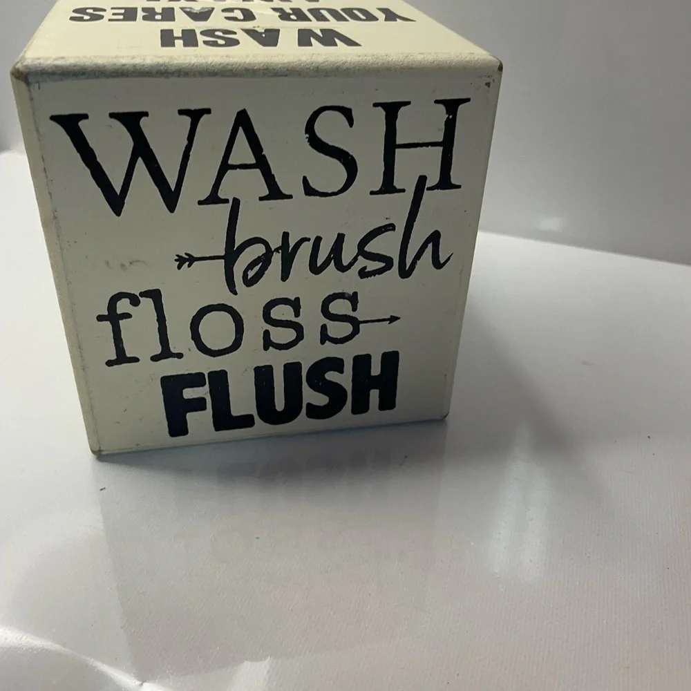 Sign Dice  Bathroom Block Cream and Black with sayings funny rare